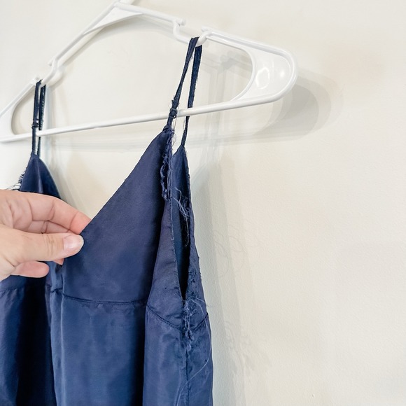 VTG 1940's Ladies Satin Navy Blue Nightgown Slip Lingerie Large No Tags - Picture 6 of 13